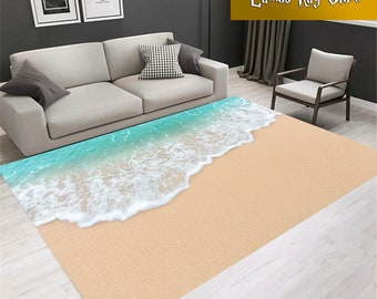 Strandteppich: Nautische Meereswellen Design, Sommer Dekoration
