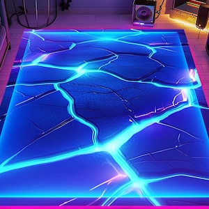 Alfombra para sala de juegos, alfombra con apariencia de neón, alfombra para deportes electrónicos, alfombra para juegos, alfombra para jugadores, alfombra con ilusión de juegos, regalo para jugadores, alfombra personalizada, alfombra de colores neón, alfombra arcade