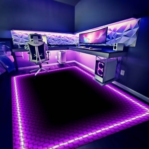 Alfombra de sala de juegos, alfombra con aspecto de neón, alfombra de deporte electrónico, alfombra de juego, alfombra de jugador, alfombra de sala de estar, regalo para juegos, alfombra personalizada, alfombra colorida de neón