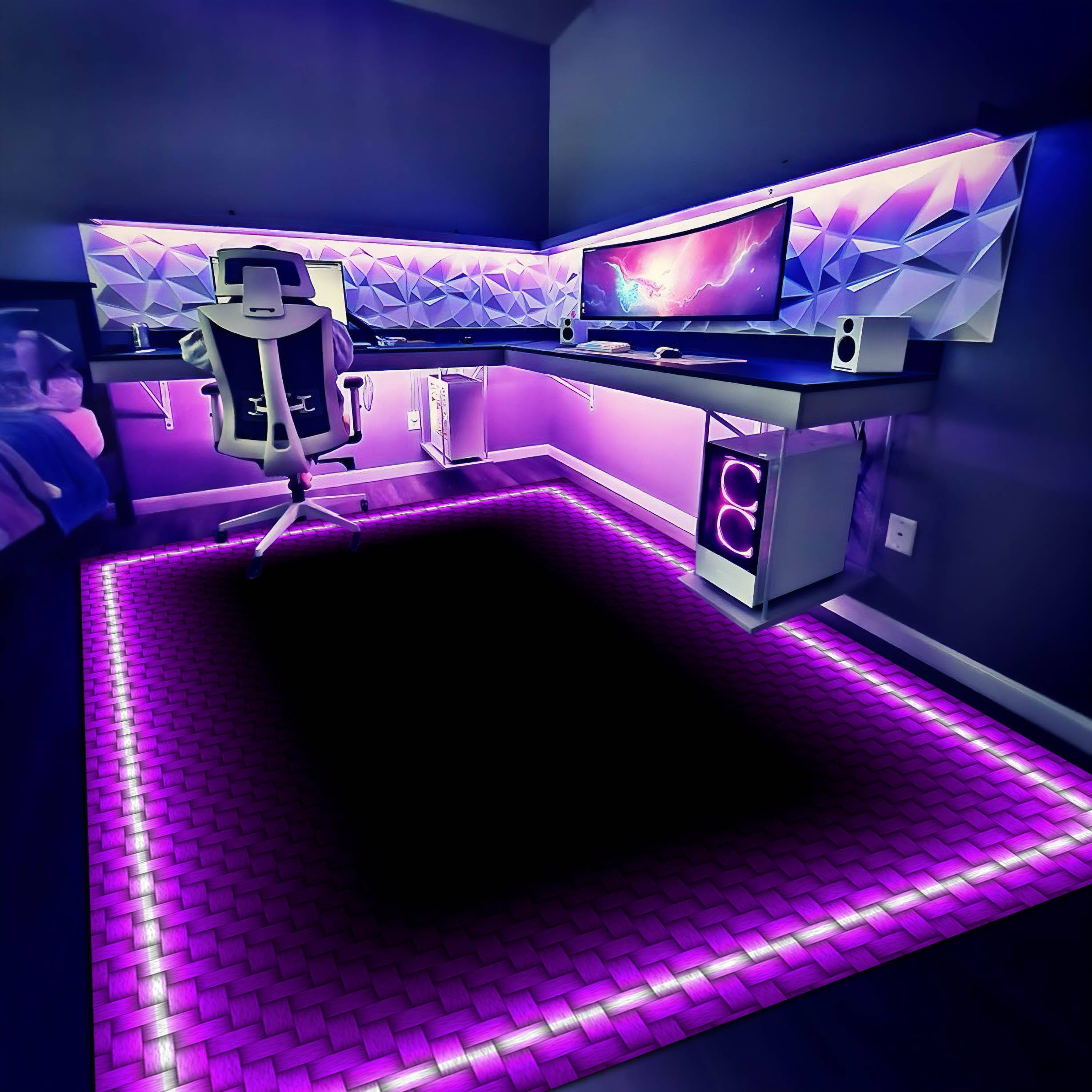 Neon Gaming Room Rug: E-Sport Gamer Style, Custom Colorful Rug