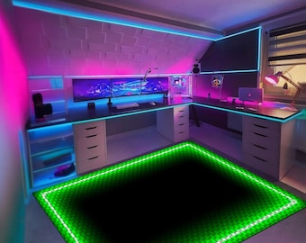 Neon Gaming Room Rug: E-Sport Style, Colorful Gamer Decor