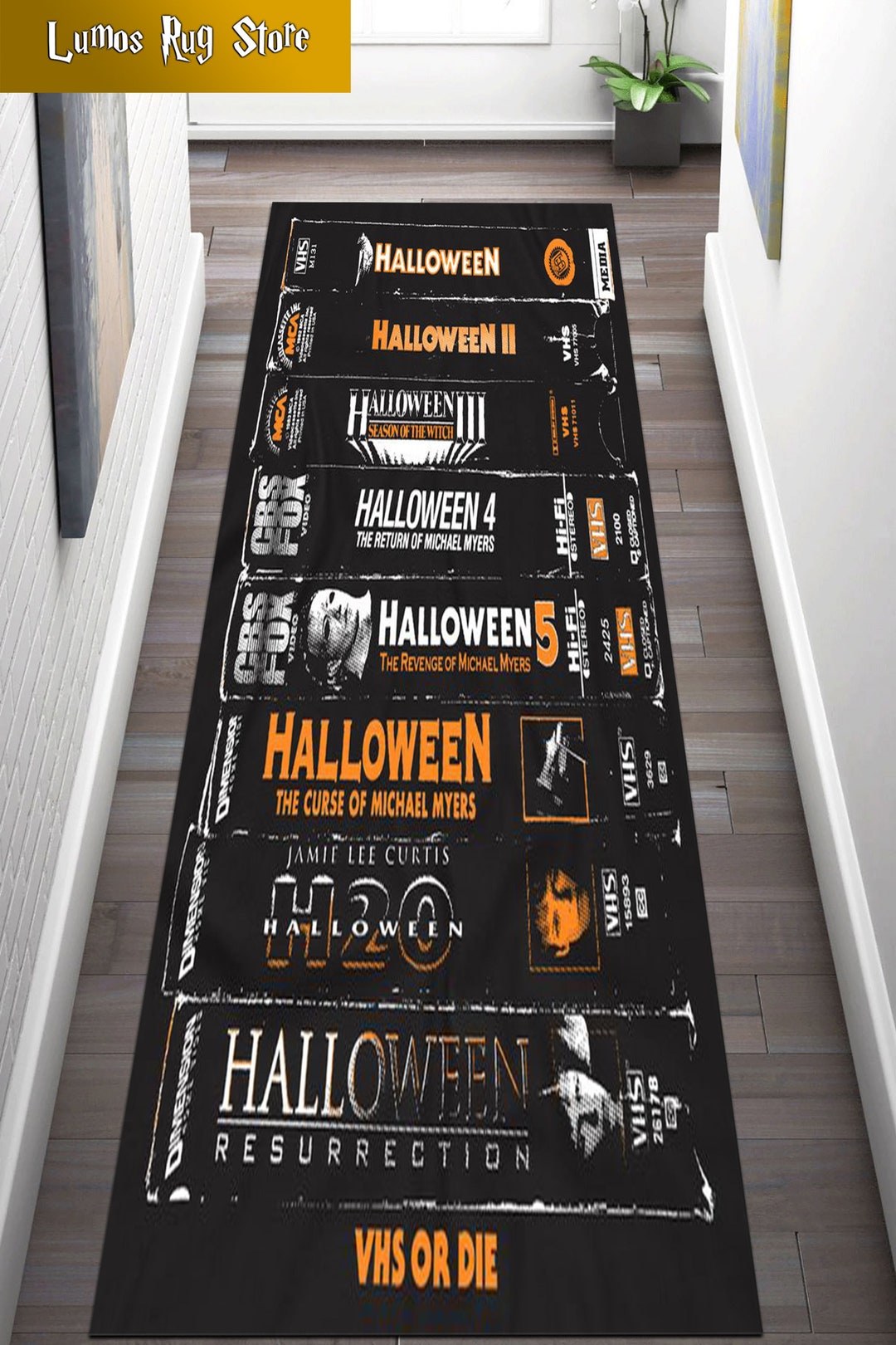 Retro Horror Movie Rug: VHS Halloween Theme Runner - Etsy