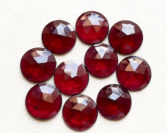 GARNET Rose Cut Round Shape Gemstone 10 Pieces Lot | Size : 10 MM | Garnet  With Flat Back For Jewelry Making