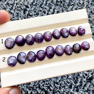 Purple Star Ruby Loose Rose Cut Slices 9 Pieces Lot For Jewelry Making, AAA+ Natural Ruby Cabochon For Jewelry Making - SC13841-13842
