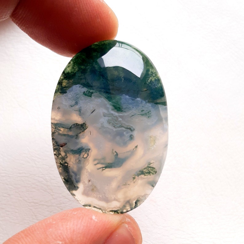 Moss Agate Cabochon Loose Gemstone, AAA Natural Moss Agate Cabochon For Handmade Jewelry and Wirewrap SC4341-SC4344 image 2