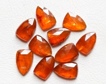 Natural Orange Kyanite Rosecut Shield Shape Gemstone 10 Pieces Lot | Size : 8x12 MM | Orange Kyanite With Flat Back For Jewelry Making