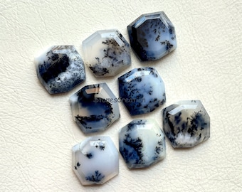 Opale dendritico fantasia cuscino taglio a gradino pietra preziosa sciolta 8 pezzi lotto / dimensione: 14 MM / AAA+ opale dendritico pietra preziosa con retro piatto per la creazione di gioielli