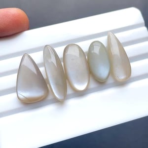 Grey Moonstone Cabochon Loose Gemstone 5 Pieces Lot | Size : 28-20 MM | AAA+ Natural Grey Moonstone For Handmade Jewelry - SC10273