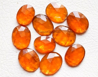 Pierres précieuses ovales de forme ovale en cyanite orange naturelle, lot de 10 pièces | Taille : 8x10 MM | Cyanite orange à dos plat pour la fabrication de bijoux