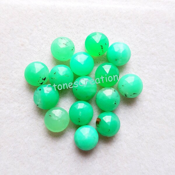 Natural Chrysoprase 6 MM Rose Cut Round Shape Gemstone, 15 Pieces Lot Chrysoprase Flat Back Rose Cut Gemstone For Jewelry Making