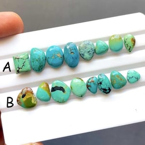 Tibetan Turquoise Cabochon Loose Gemstone 8 Pieces Lot For Handmade Jewelry, AAA+ Natural Tibetan Turquoise For  Jewelry - SC9992-9993