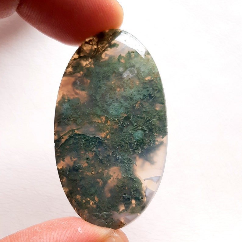 Moss Agate Cabochon Loose Gemstone, AAA Natural Moss Agate Cabochon For Handmade Jewelry and Wirewrap SC4341-SC4344 image 6