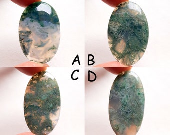 Moss Agate Cabochon Loose Gemstone, AAA+ Natural Moss Agate Cabochon For Handmade Jewelry and Wirewrap- SC4341-SC4344