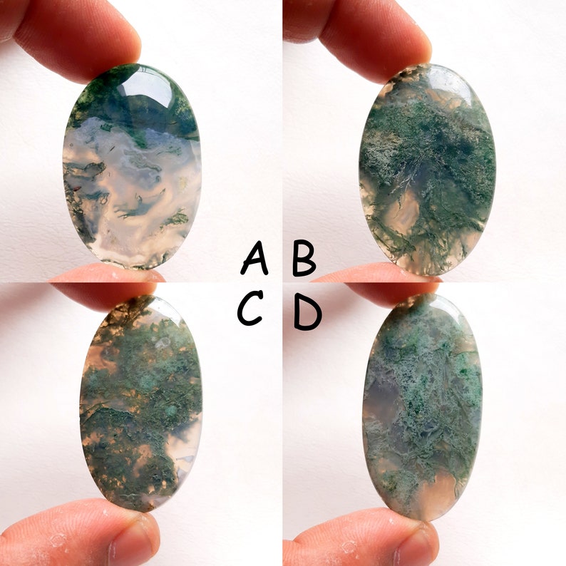 Moss Agate Cabochon Loose Gemstone, AAA Natural Moss Agate Cabochon For Handmade Jewelry and Wirewrap SC4341-SC4344 image 1