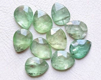 Natural Mint Green Kyanite Rosecut Pear Shape Gemstone 10 Pieces Lot | Size : 8x12 MM | Mint Kyanite With Flat Back For Jewelry Making