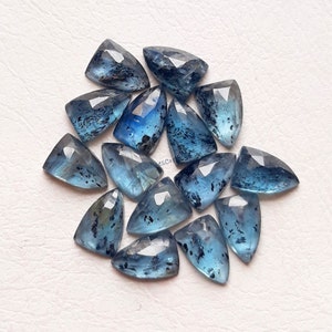 Teal Moss Kyanite Rose Cut Shield Flat Back Gemstone 15 Pieces Lot | Size : 6x9 MM | AAA+ Teal Moss Kyanite Gemstone For Jewelry Making