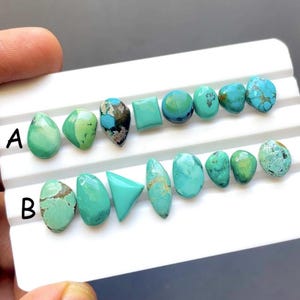 Tibetan Turquoise Cabochon Loose Gemstone 8 Pieces Lot For Handmade Jewelry, AAA+ Natural Tibetan Turquoise For  Jewelry - SC9990-9991