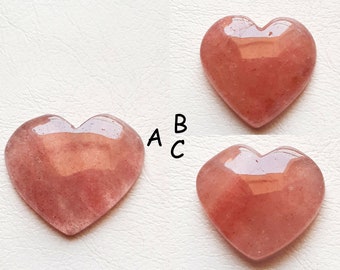 Red Strawberry Heart Cabochon Loose Gemstone For Making Jewelry -  Red Strawberry Gemstone For Handmade Jewelry and Wire Wrap- SC5010-SC5012