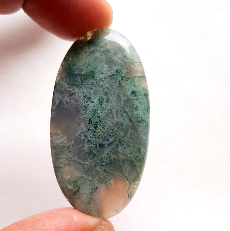 Moss Agate Cabochon Loose Gemstone, AAA Natural Moss Agate Cabochon For Handmade Jewelry and Wirewrap SC4341-SC4344 image 8