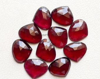 GARNET Rose Cut Heart Shape Gemstone 10 Pieces Lot | Size : 10x12 MM | Natural Garnet  With Flat Back For Jewelry Making