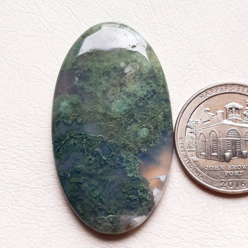 Moss Agate Cabochon Loose Gemstone, AAA Natural Moss Agate Cabochon For Handmade Jewelry and Wirewrap SC4341-SC4344 image 7