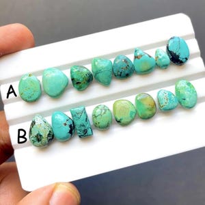 Tibetan Turquoise Cabochon Loose Gemstone 8 Pieces Lot For Handmade Jewelry, AAA+ Natural Tibetan Turquoise For  Jewelry - SC9986-9987