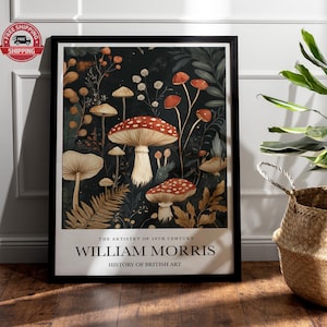 Stampa di Funghi William Morris, Poster della Mostra William Morris, Poster William Morris, Arte Murale Vintage, Arte Tessile