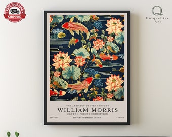 William Morris Koi Fish Print: Vintage Textiles Art Poster