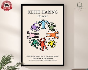 Keith Haring Poster, Keith Haring Exhibition Framed Poster, Pop Art Print, Keith Haring, UniqueLineArtCo, Gallery Wall Prints, Museum Poster