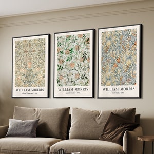 Set of 3 William Morris Prints, Botanical Print, Flower Poster, Vintage Art, Printable Wall Art, Gallery, Art Nouveau Decor, Home Decor