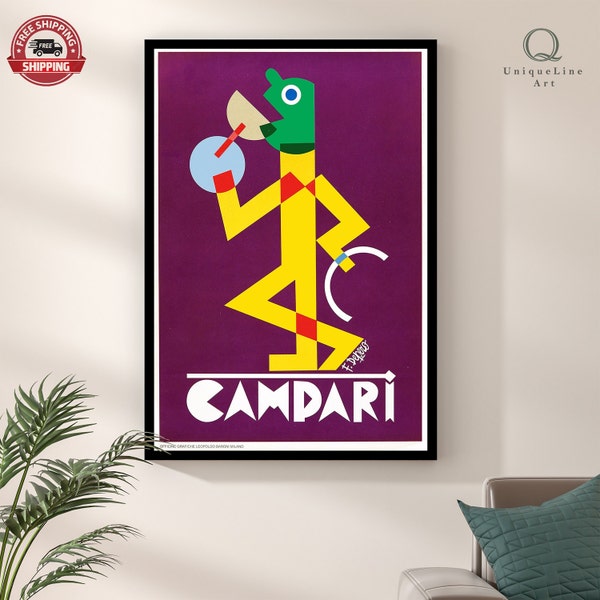 Campari Framed Poster, Vintage Drink Advertisement,Vintage Poster, Bitter Campari, , Retro Advertisement, Vintage Italian, Alcohol Poster