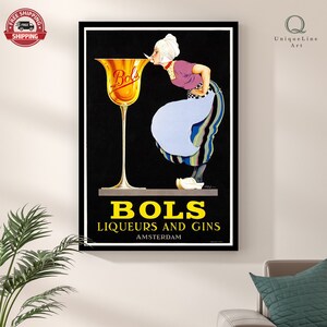 Bols Liqueurs and Gıns Amsterdam, Vintage Poster, Vintage Amsterdam Drink Art / Vintage Wall Art, Retro Print, Vintage Art Print, Gift İdea