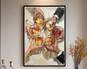 Framed Cheers Wall Art Print: Minimalist Cocktail Bar Decor