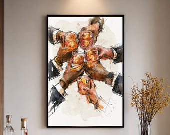 Framed Cheers Print: Minimalist Bar Cart Wall Art, Cheers Art, Stylish Bar Cart Decor, Vintage Food & Drink Poster, Bar Decor