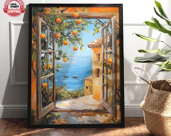 Open Window Henri Matisse Print, Henri Matisse Style Fauvism Painting, Modern Exhibition Print, Mediterranean Sea, Orange Tree, Coastal View