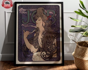 Poster JOB di Alphonse Mucha: pubblicità vintage in stile Art Nouveau francese