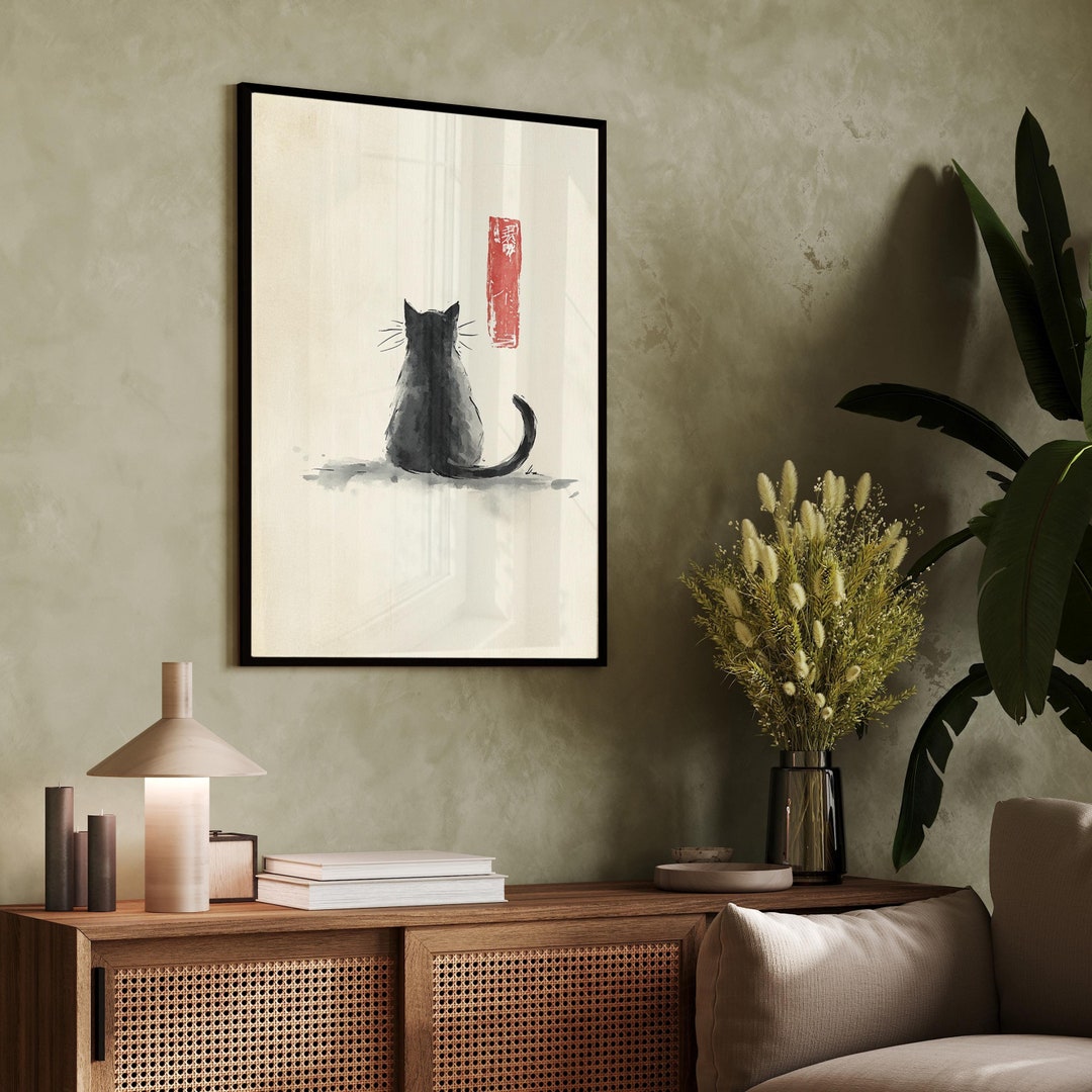 Matsumoto Hoji Cat Art Print: Japanese Vintage Wall Decor - Etsy