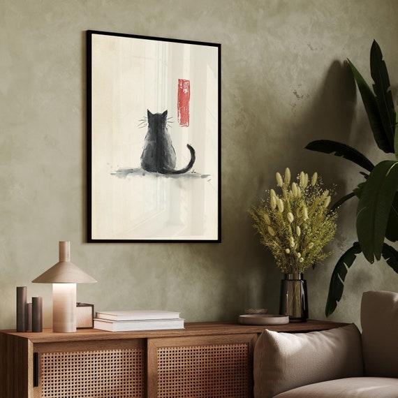 Matsumoto Hoji Cat Art Print: Japanese Vintage Wall Decor