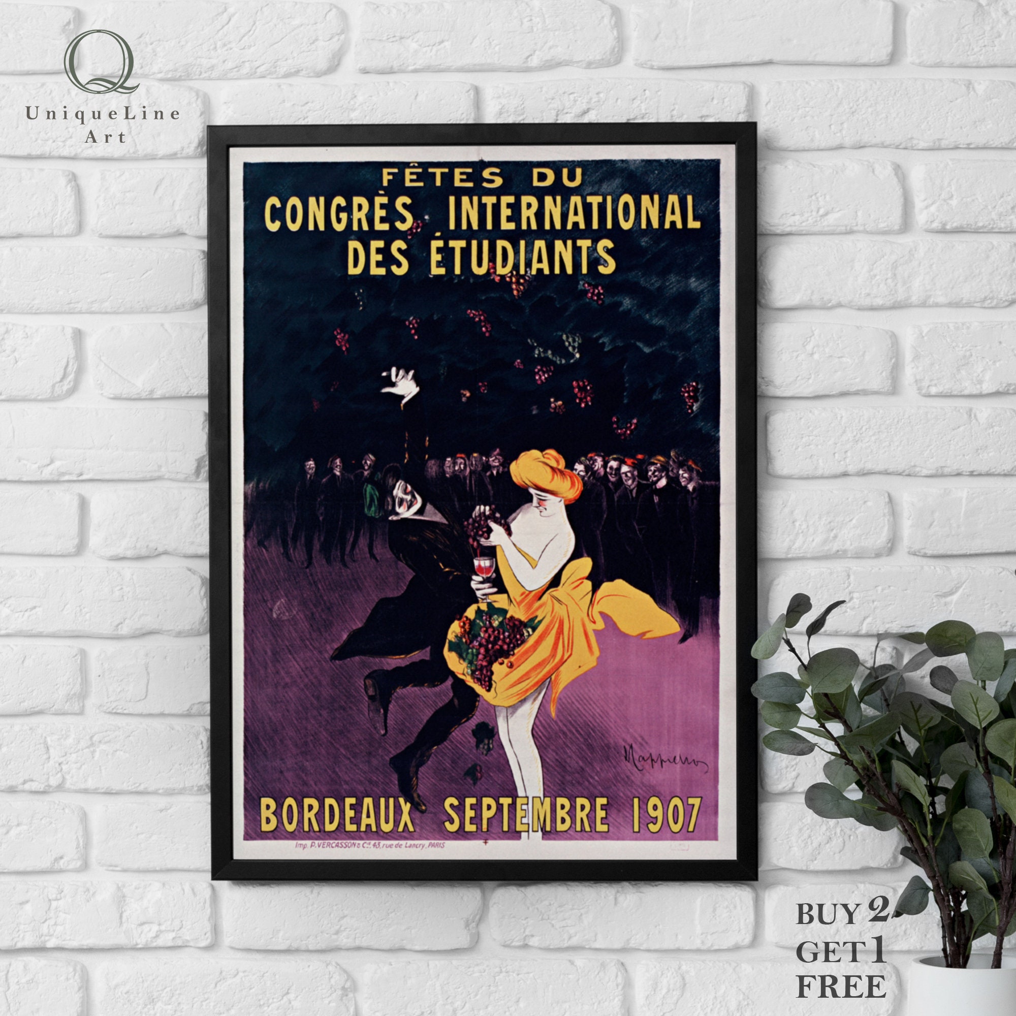 Poster E. Parrot Vin De Bordeaux – Affiche Vintage 40x60cm, Reproduction HQ