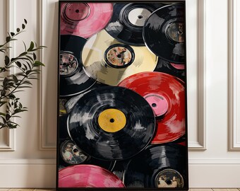 Vintage Vinyl Record Poster: Retro Music Wall Art, Record Collection Print, Mid Century Modern Decor, Music Lover Gift