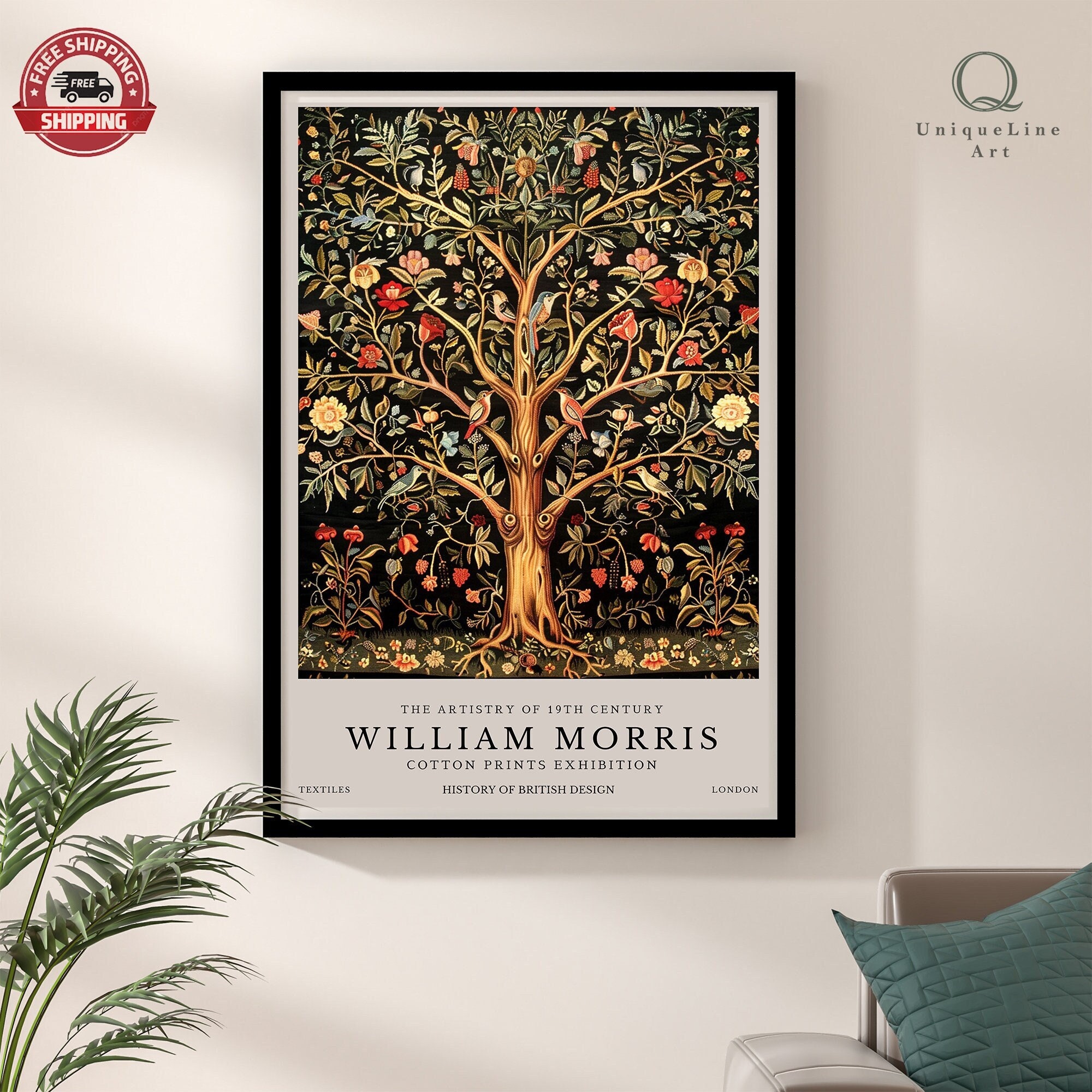 William Morris Tree of Life Vintage Exhibition Poster Print