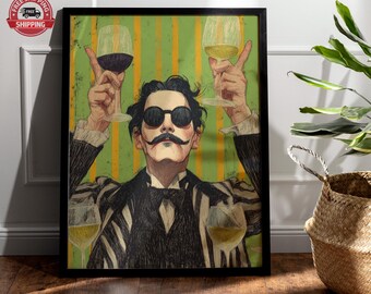 Minimalistischer Barkeeper Kunstdruck, Moderne Bar Dekoration