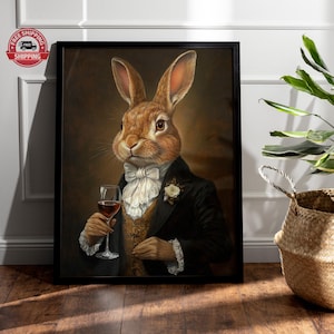 Royal Rabbit Portrait: Victorian Animal in Clothes Art Print
