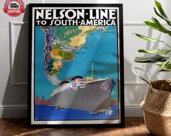 ヴィンテージクルーズ船ポスター：航海旅行アートプリント - Etsy 日本