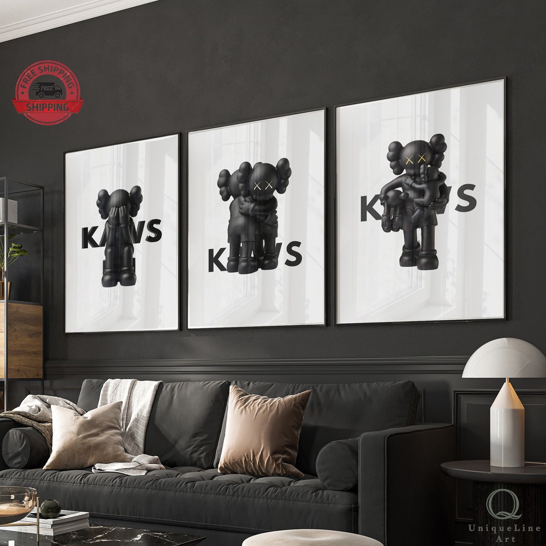 Hypebeast Figure KAWS Poster Set 3, Kaws Canvas Wall Art and Decor