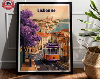 Lisbon Travel Poster: Vintage Cityscape Art Print
