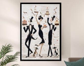 Vintage Party Scene Poster: Retro Bar & Kitchen Decor