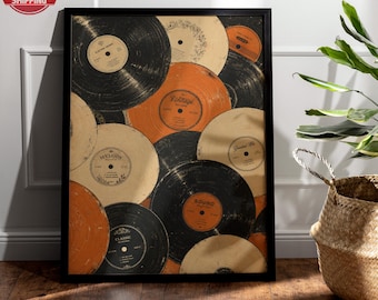 Vintage Vinyl Record Poster: Retro Music Wall Art, Record Collection Print, Mid Century Modern Decor, Music Lover Gift