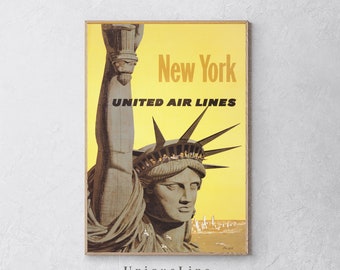 United Airlines by Stan Galli, Vintage Travel Poster, Canvas Print, Retro Travel Poster, Wall Decor, Large Wall Art, Gift İdea