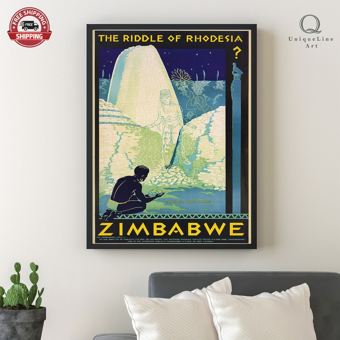 Zimbabwe 1938, Famous Prints Framed Poster, Vintage Travel Poster